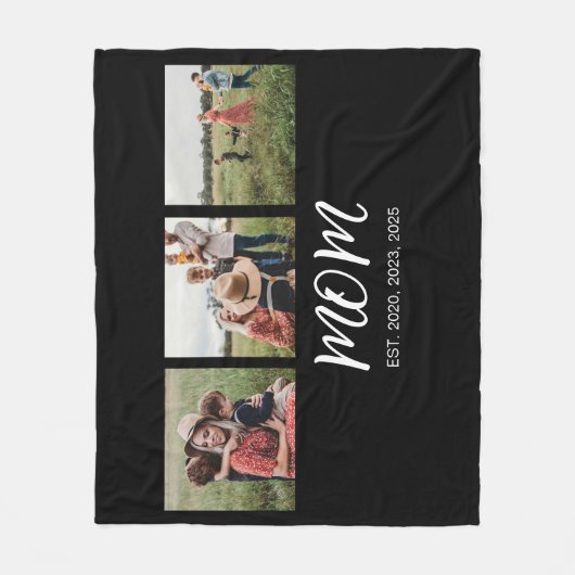 Mama etabliert Elegantes Script Black 3 Foto Fleecedecke (Vorderseite)