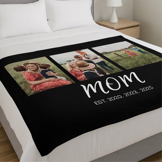 Mama etabliert Elegantes Script Black 3 Foto Fleecedecke