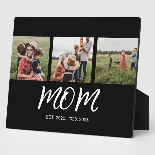 Mama etabliert Elegantes Script Black 3 Foto Fotoplatte (Seite)
