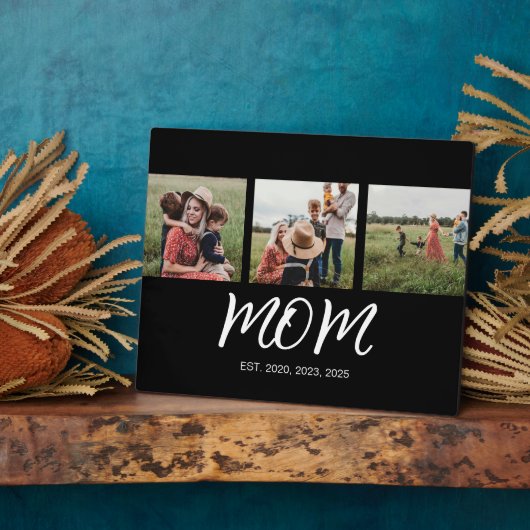 Mama etabliert Elegantes Script Black 3 Foto Fotoplatte (Seite)
