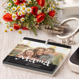 Mama Etabliert Foto Kinder Name Lustiger Text Schlüsselanhänger