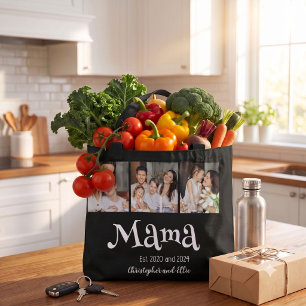 Mama Etabliert Foto Kinder Name Lustiger Text Tasche