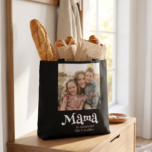 Mama Etabliert Foto Kinder Name Lustiger Text Tasche