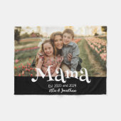 Mama Etabliert Foto Kinder Name Spaß Text Fleecedecke (Vorderseite (Horizontal))