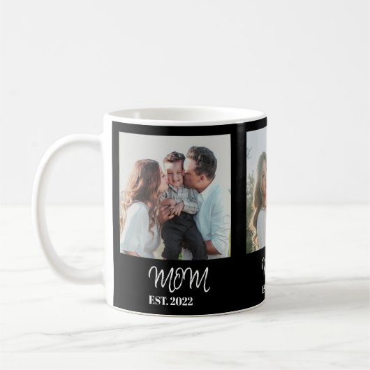 Mama etabliert, weißes Skript, 3-Foto-Kaffeetasse Kaffeetasse (Links)