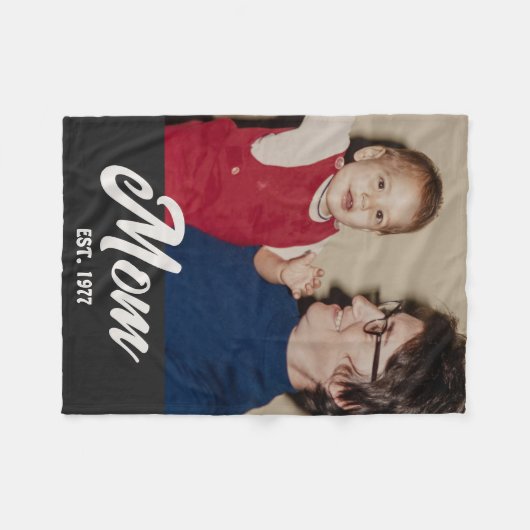 Mama etablierte Black Groovy Script-Foto Fleecedecke (Vorderseite (Horizontal))