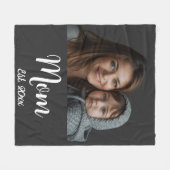 Mama etablierte Black Modern Script Fleece Blanket (Vorderseite (Horizontal))