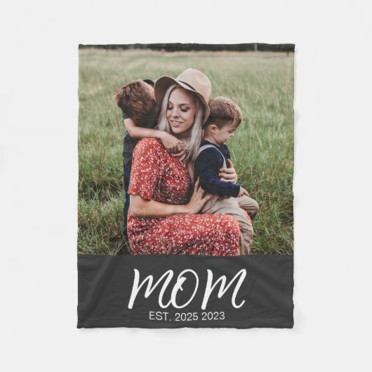 Mama etablierte Black Modern Script Foto Fleece (Vorderseite)