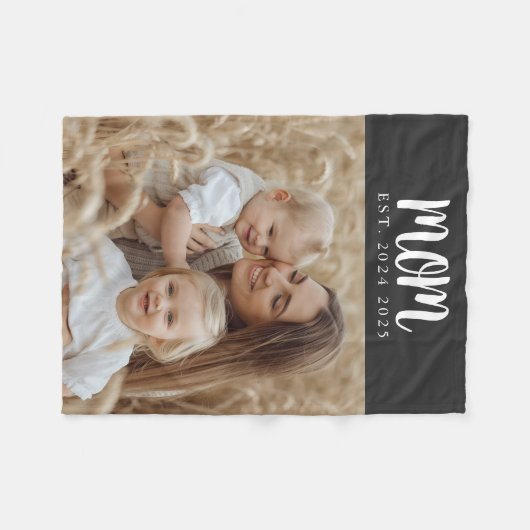 Mama etablierte Black Modern Script Foto Fleecedecke (Vorderseite (Horizontal))