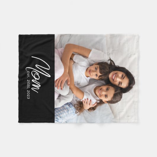 Mama etablierte Black Modern Script Foto Fleecedecke (Vorderseite (Horizontal))