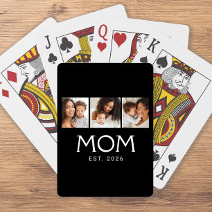Mama etablierte moderne Typografie Schwarz 3 Foto Spielkarten