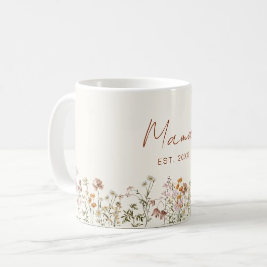 Mama Etablierte Wildblume Terracotta Kinderdusche Kaffeetasse (Vorderseite Links)