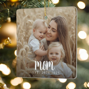 Mama etabliertes Foto White Script Keramikornament