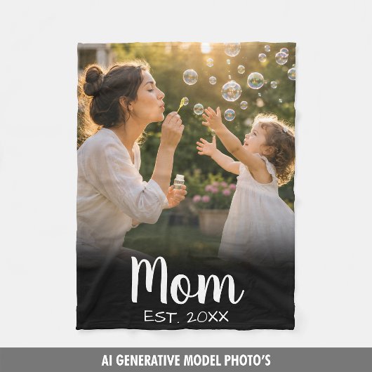 Mama etabliertes Fotogedenkgeschenk Fleecedecke