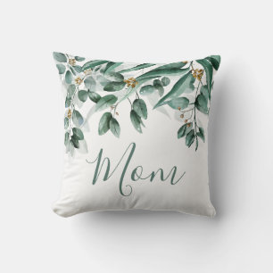 Mama Eucalyptus Foliage Modernes Wasserfarben Kissen