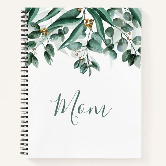 Mama Eucalyptus Foliage Modernes Wasserfarben Notizblock (Vorderseite)