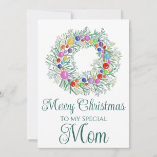Mama farbenfroher Weihnachtskranz Feiertagskarte
