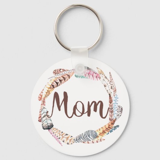 Mama Feather Wreath -2.25" Basic Button Schlüssela Schlüsselanhänger (Vorderseite)