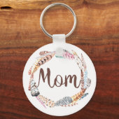 Mama Feather Wreath -2.25" Basic Button Schlüssela Schlüsselanhänger (Vorderseite)