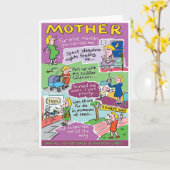 Mama feiert Geburtstag. Mutter Cartoon Karte (Gelbe Blume)