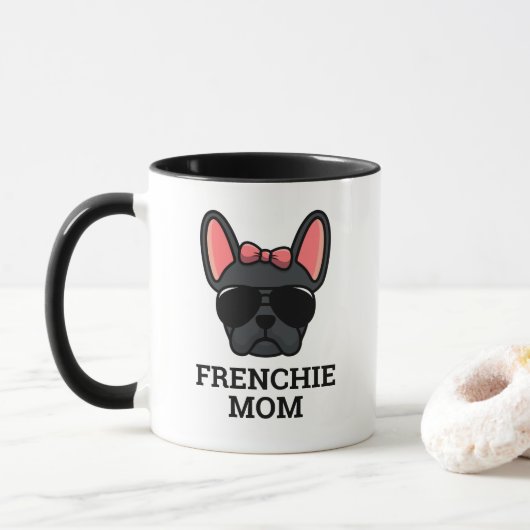 Mama Female Black French Bulldog Frenchie Dog Tasse (Mit Donut)