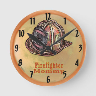 Mama Feuerwehrmann Runde Wanduhr