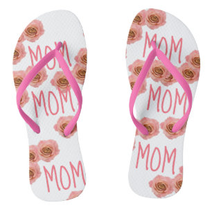 "MAMA" Flip Flops Pink Floral Badesandalen