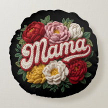 Mama Floral Besticktes Kissen – “ilama” Vintage