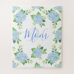 Mama Floral Blue Hydrangea Muttertag Puzzle
