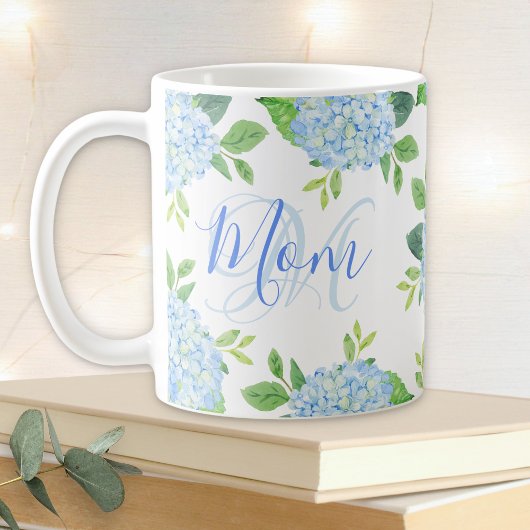 Mama Floral Blue Hydrangea Wasserfarbe Moderne Kaffeetasse