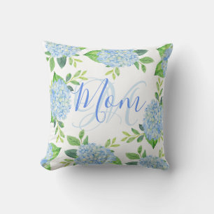 Mama Floral Blue Hydrangea Wasserfarbe Moderne Kissen