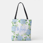 Mama Floral Blue Hydrangea Wasserfarbe Moderne Tasche (Rückseite)