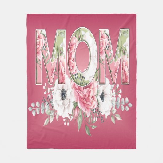 Mama Floral Bouquet Muttertag Fleecedecke (Vorderseite)