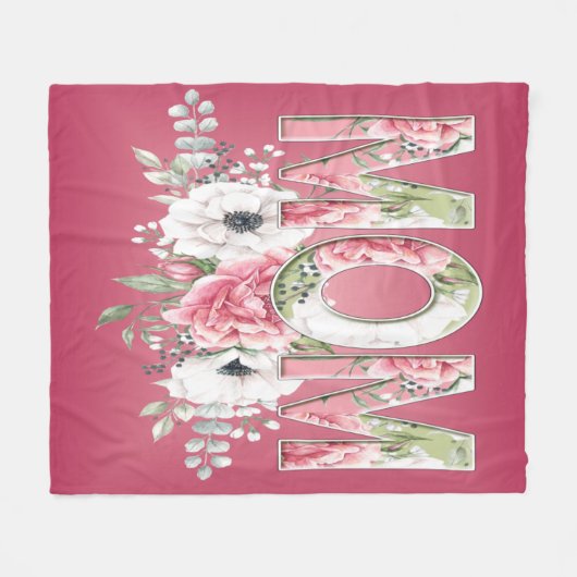 Mama Floral Bouquet Muttertag Fleecedecke (Vorderseite (Horizontal))