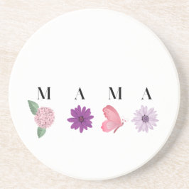 MAMA Floral Coaster – Mother’s Day, Birthday Gift  Getränkeuntersetzer
