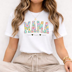 Mama Floral mit Kindernamen Muttertag T-Shirt