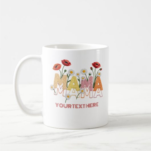 Mama Floral Muttertag Benutzerdefinierter Name Moh Kaffeetasse (Links)