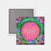 Mama Floral Pink Hübsch Inspirivity Magnet (Vorderseite/Rückseite)