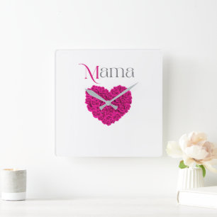 Mama Floral Schönes Muttertagsgeschenk, Geburtstag Quadratische Wanduhr
