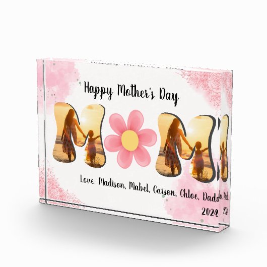 MAMA Foto Block, Blume, Rosa Blume, Personalisiere (Rechts)