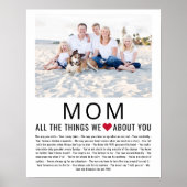 Mama Foto Dinge, die wir Liebe über Sie Muttertag Poster (Vorne)