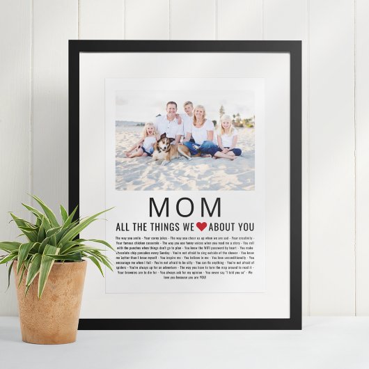 Mama Foto Dinge, die wir Liebe über Sie Muttertag Poster