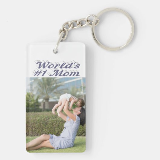 Mama Foto Grauer Text Schlüsselanhänger (Rückseite)