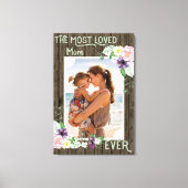 Mama Foto Handgepäcktes rustikales Holz und Blüten Leinwanddruck (Vorderseite)