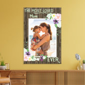Mama Foto Handgepäcktes rustikales Holz und Blüten Leinwanddruck (Insitu (Wohnzimmer))