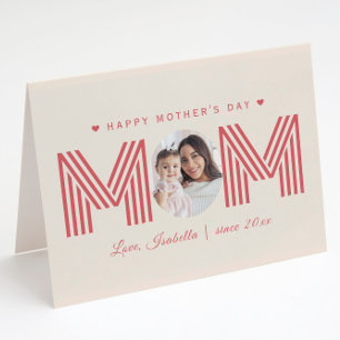 MAMA Foto Herzform Stripe Buchstaben Muttertag Karte