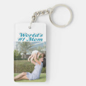 Mama Foto Himmelsblau Schlüsselanhänger (Rückseite)