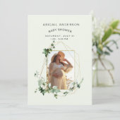 Mama Foto Mint Gerahmt Babydusche Ivy Einladung (Stehend Vorderseite)