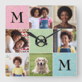 Mama Fotos 6 Bilder Muttertag Quadratische Wanduhr (Vorderseite)