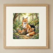 Mama Fox und ihre Babys Kinderkrippe Poster